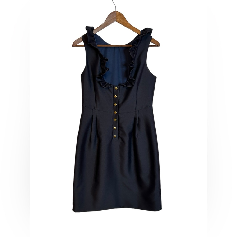 Camilyn Beth Navy Blue Go Go Dress Satin Formal Gold Button Dress Size 8 NWOT - Picture 4 of 9